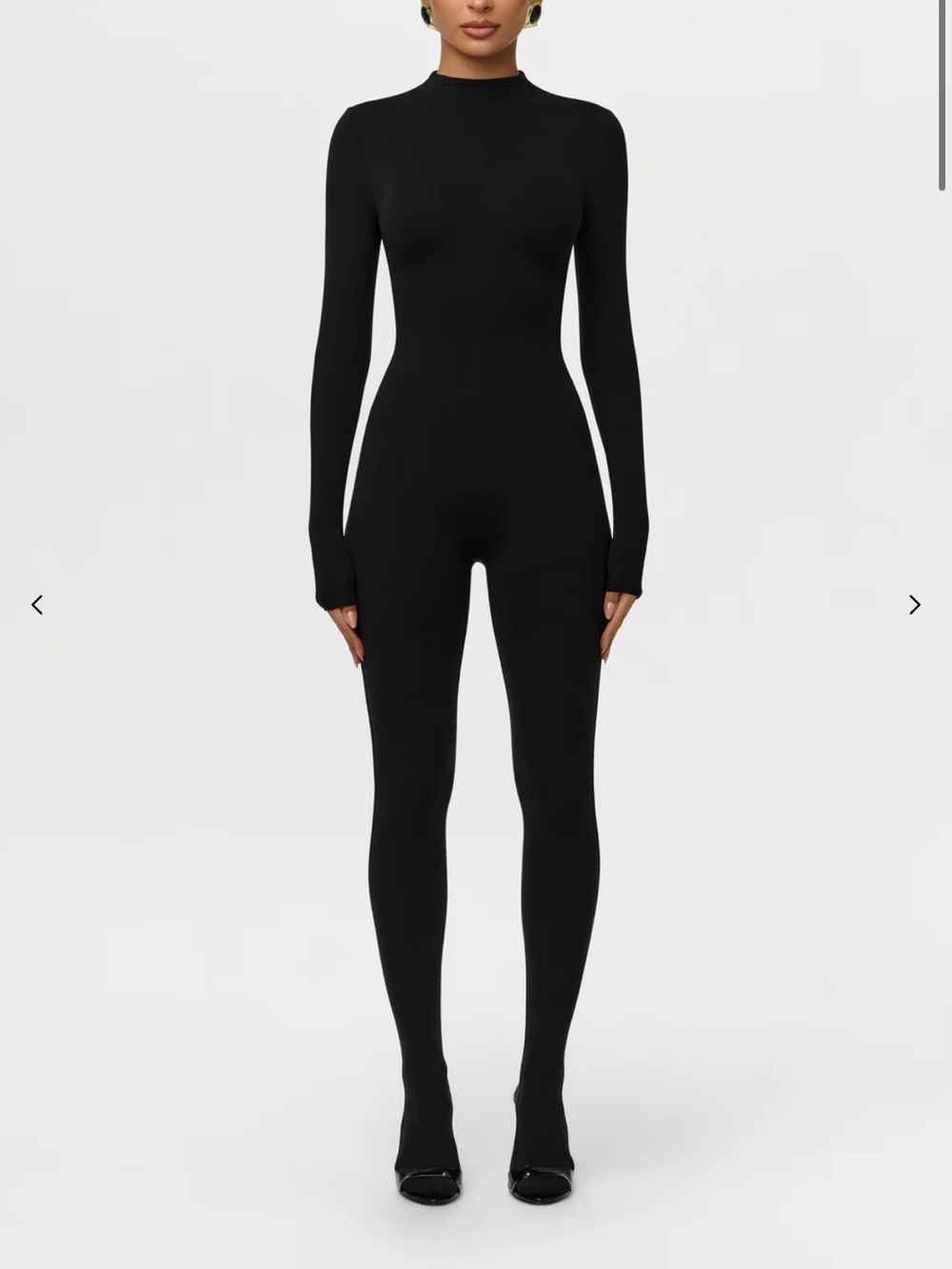 naked wardrobe Black Long-Sleeve Mock-Neck Jumpsuit